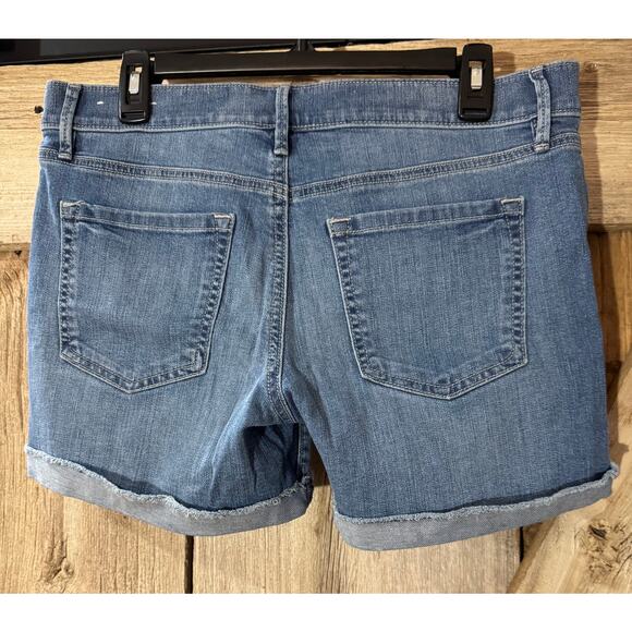 Loft Outlet Shorts Women's Sz 6 Cuffed Mid Rise Midi Cotton Spandex Rolled Denim - Picture 2 of 8